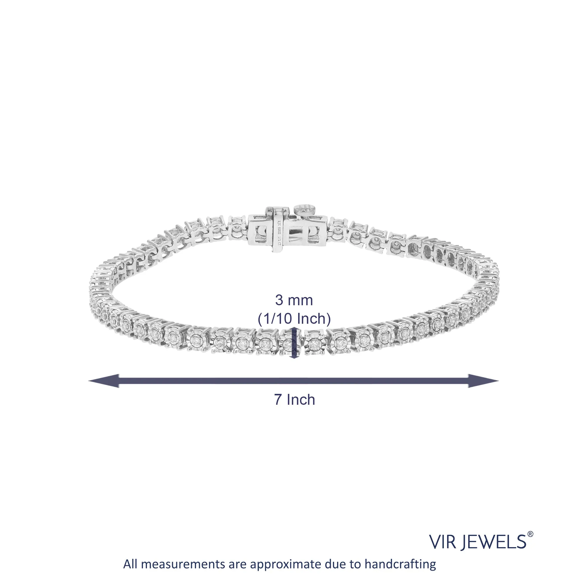 1/2 cttw Round Cut Lab Grown Diamond Tennis Bracelet in .925 Sterling Silver Prong Set