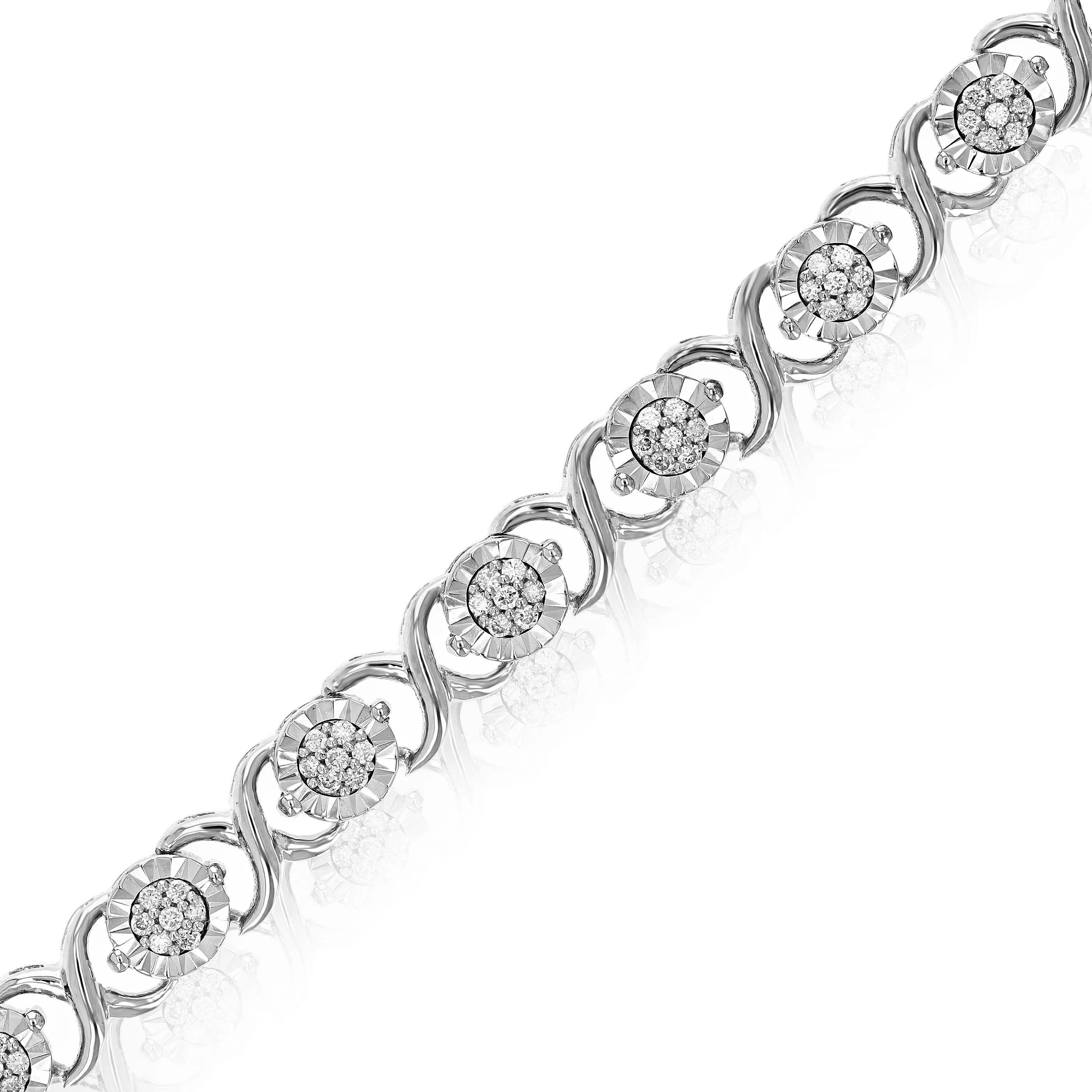 1/2 cttw Round Lab Grown Diamond Tennis Bracelet .925 Sterling Silver Prong Set