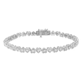 1/4 cttw Round Cut Lab Grown Diamond Tennis Bracelet in .925 Sterling Silver Prong Set 7 Inch