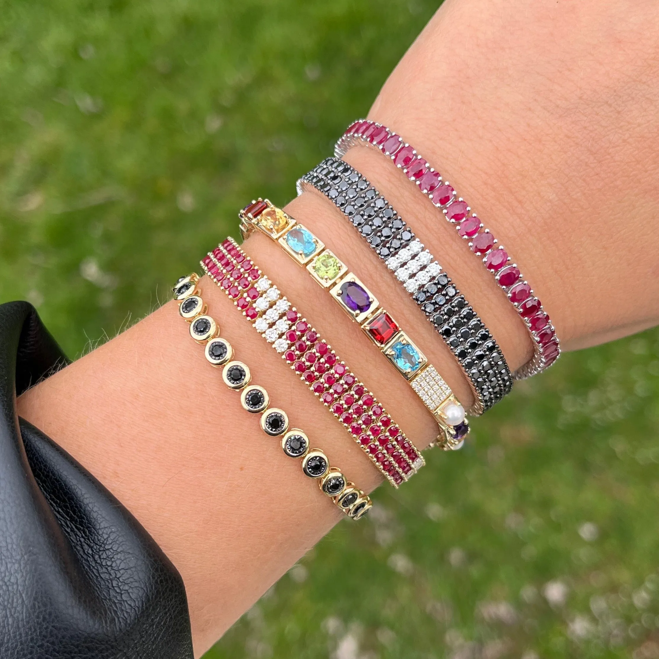 14K GOLD DIAMOND MULTI COLOR GEM STONE HADLEY BRACELET