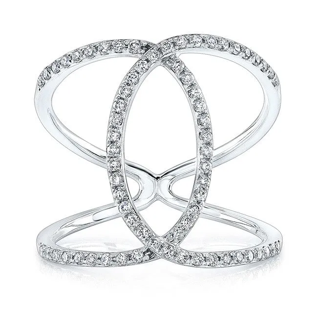 14K Rose Gold Diamond Intertwined Circle Ring
