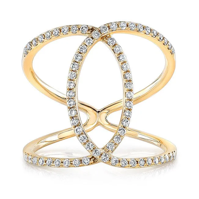14K Rose Gold Diamond Intertwined Circle Ring