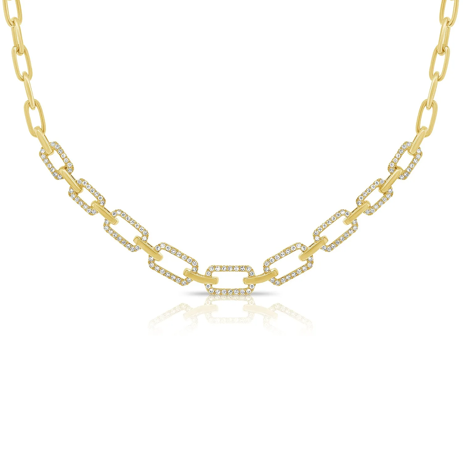 14K Rose Gold Diamond Link Necklace