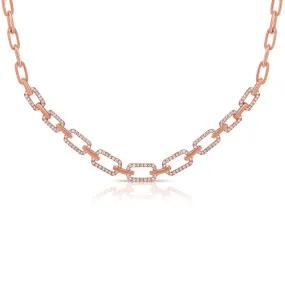 14K Rose Gold Diamond Link Necklace