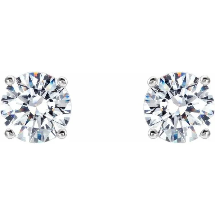 14K White 1 CTW Natural Diamond Cocktail-Style Threaded Post Earrings