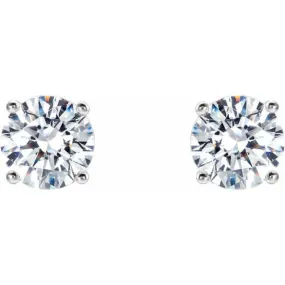 14K White 1 CTW Natural Diamond Cocktail-Style Threaded Post Earrings
