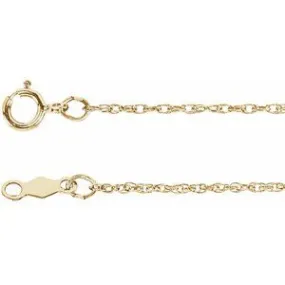 14K Yellow 1 mm Rope 20" Chain