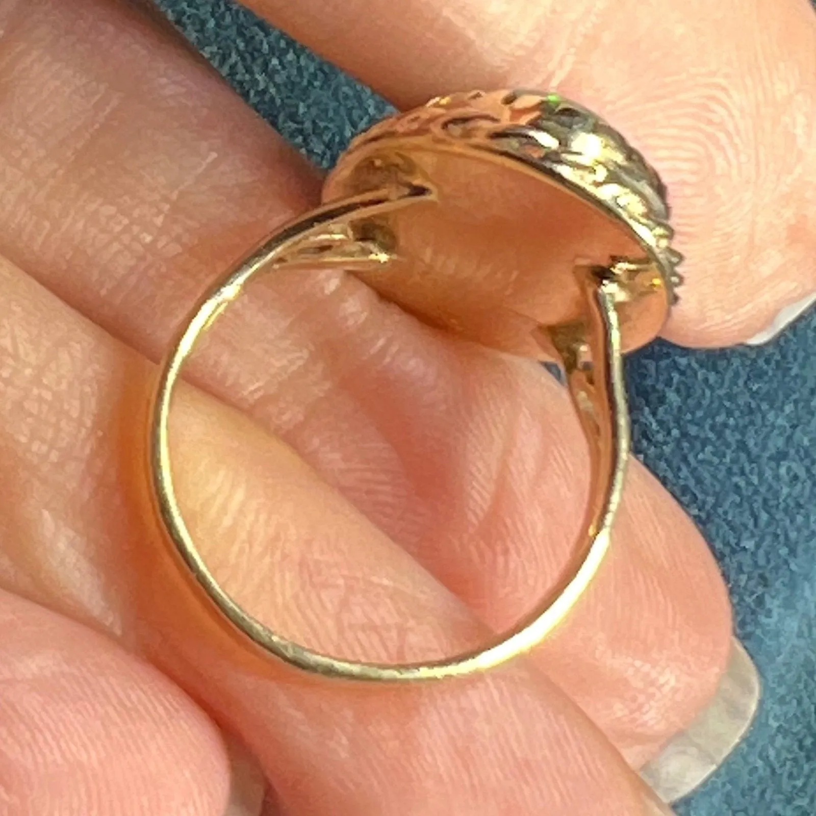 14K Yellow Gold 1" Australian Black Boulder Opal Ring **Video**