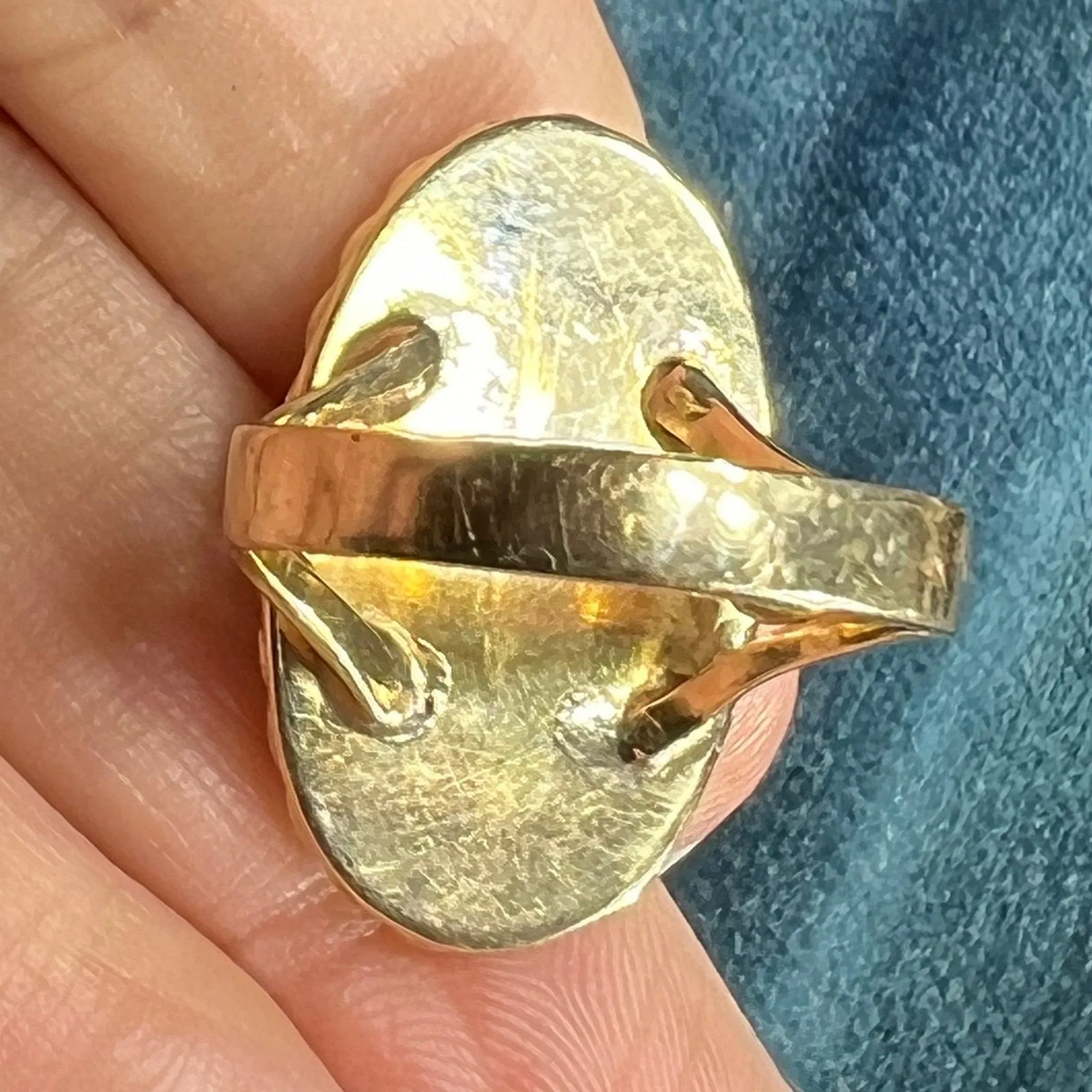 14K Yellow Gold 1" Australian Black Boulder Opal Ring **Video**