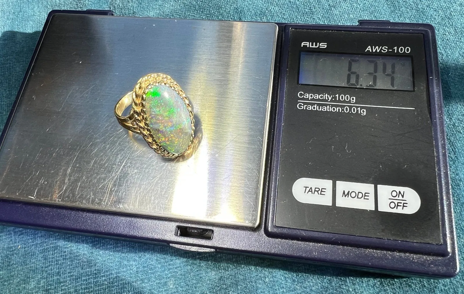 14K Yellow Gold 1" Australian Black Boulder Opal Ring **Video**