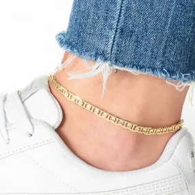 18K Gold Plated Pave Mariner Anklet