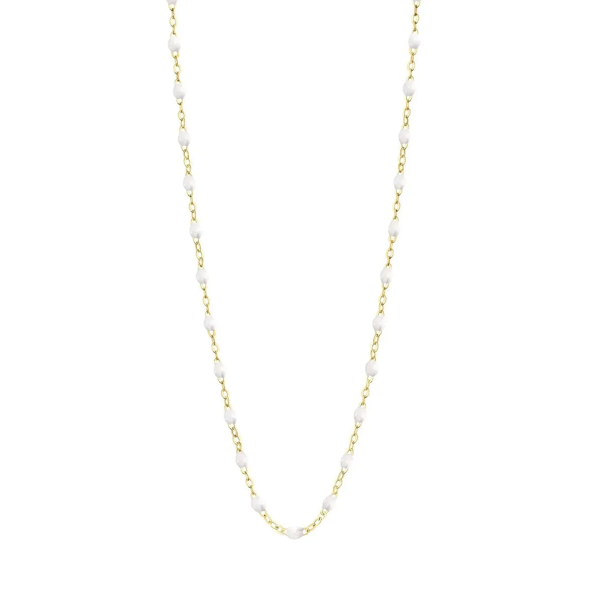 18K Gold White Resin Beaded "Classic" Necklace