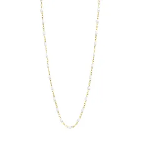 18K Gold White Resin Beaded "Classic" Necklace