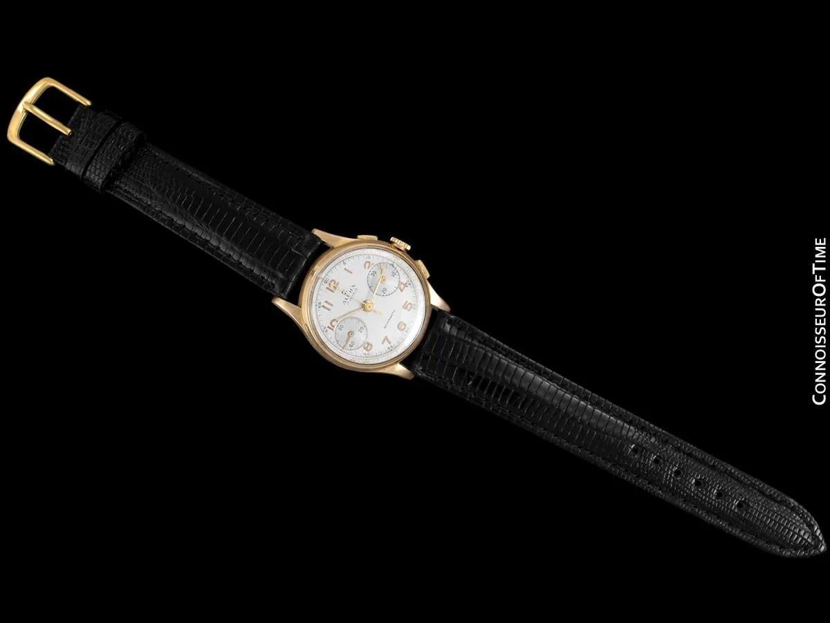 1940's Swiss Vintage Mens Sporting Chronograph - 18K Rose Gold