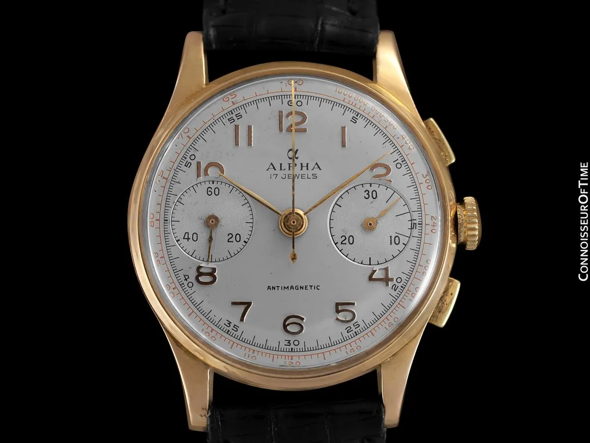 1940's Swiss Vintage Mens Sporting Chronograph - 18K Rose Gold