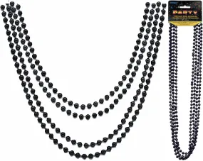 4 Pack Metallic Black Bead Necklaces - 81cm