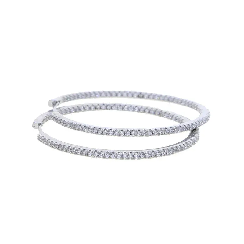 50mm Big Size Huggie Hoop Earrings with 3 Colors 5A Cubic Zirconia Elegant Women Jewelry
