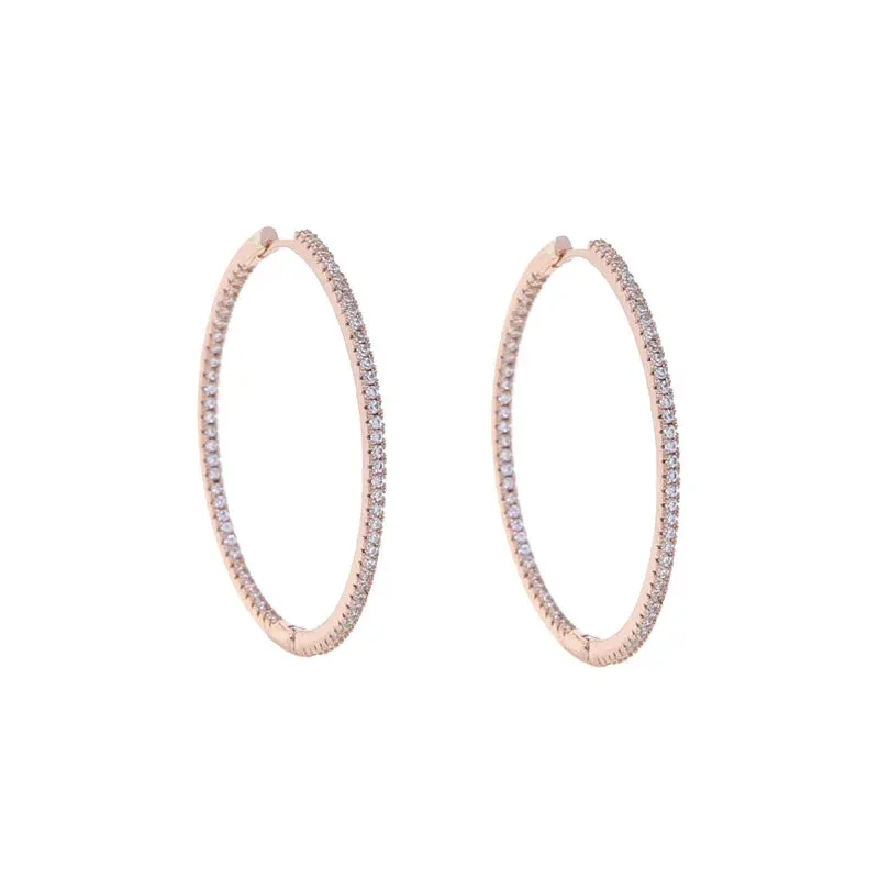 50mm Big Size Huggie Hoop Earrings with 3 Colors 5A Cubic Zirconia Elegant Women Jewelry