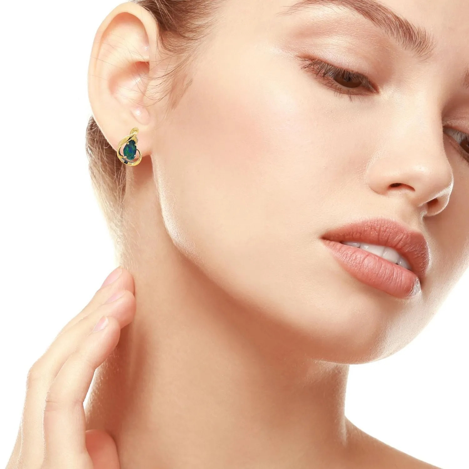 9kt Yellow Gold Boulder Opal 2.07ct earrings