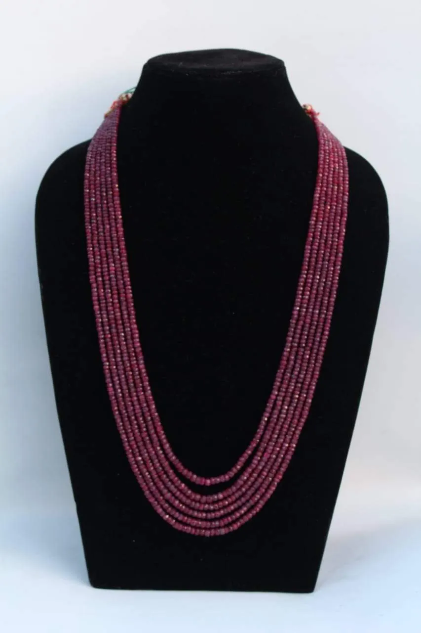 AAA quality Precious Ruby gemstones 6line necklace