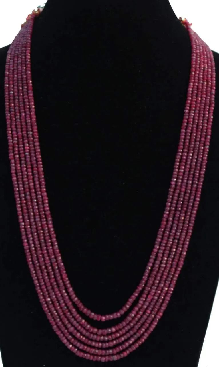 AAA quality Precious Ruby gemstones 6line necklace