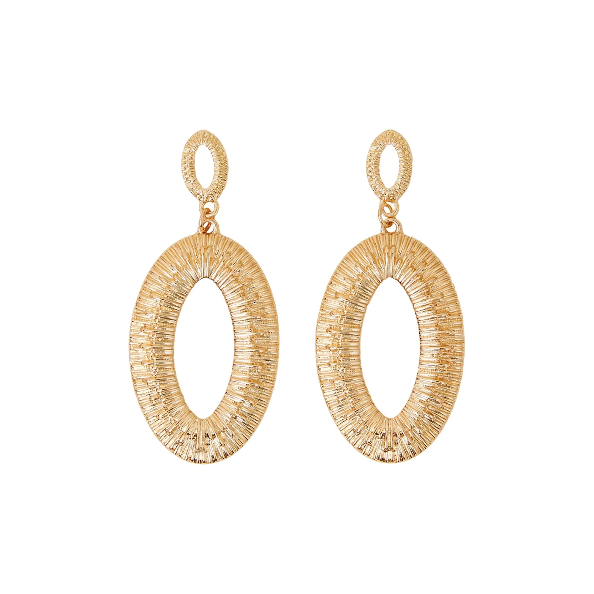 Accessorize London Women Gold Oval Drop Earrings