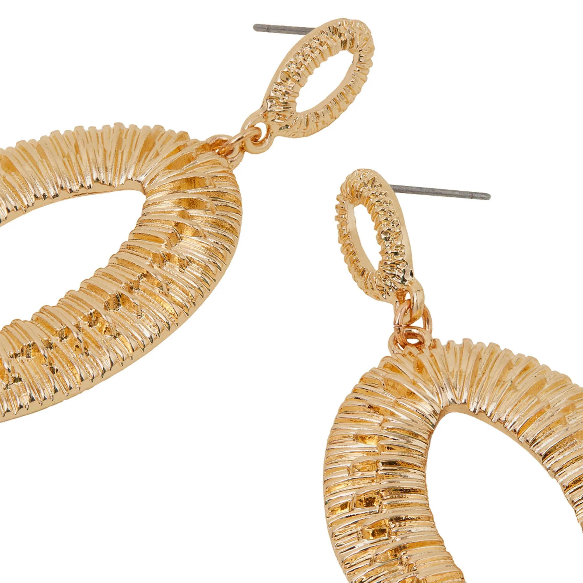 Accessorize London Women Gold Oval Drop Earrings