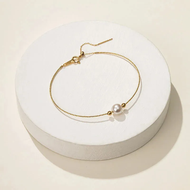 Akoya Pearl 18K Gold Minimalist Bracelet