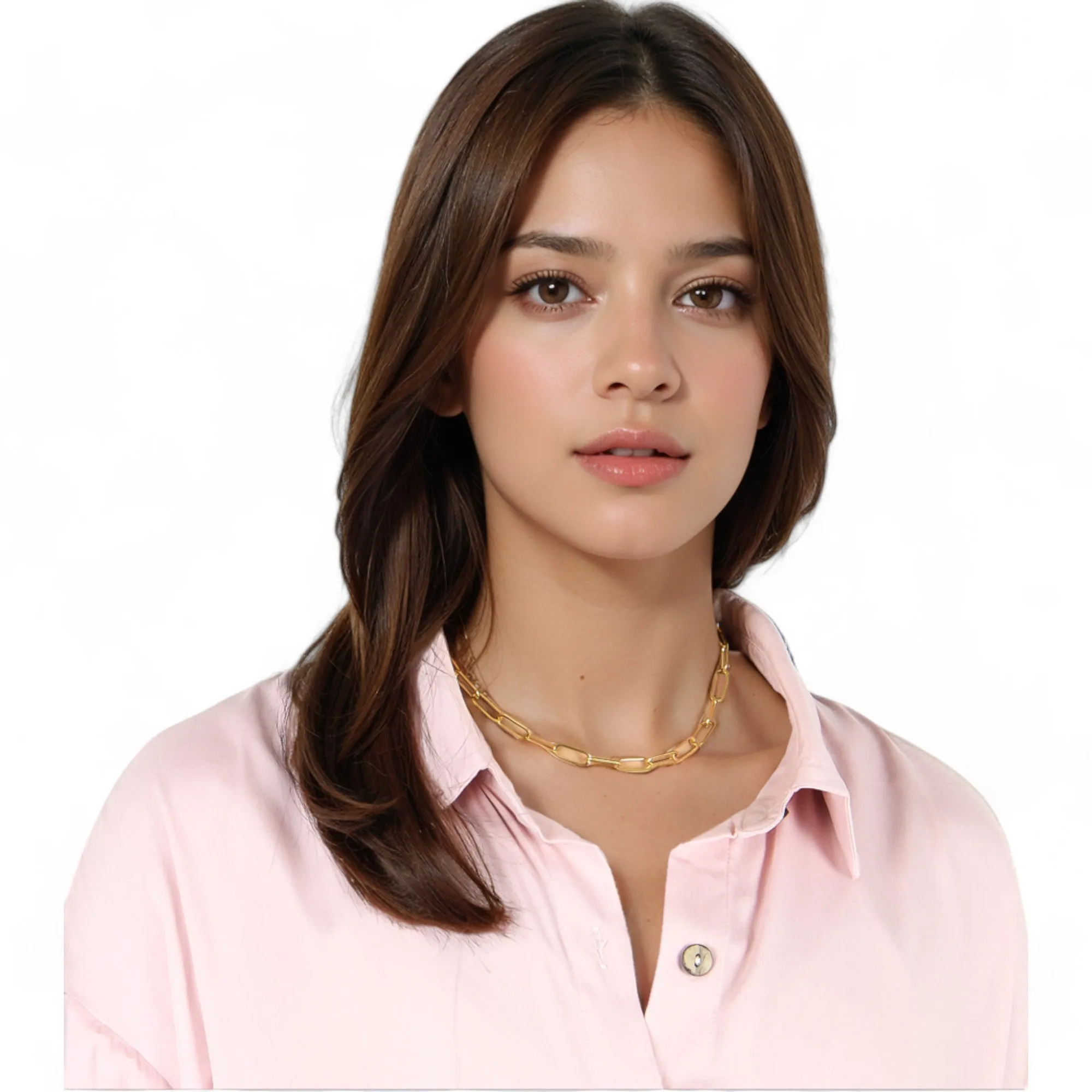 Alilang Women's Modern Paperclip Chain Necklace with Large Links