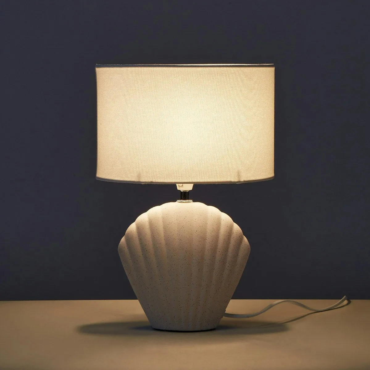 Amalfi Seashell Table Lamp White Speckle 24.5x15x36cm