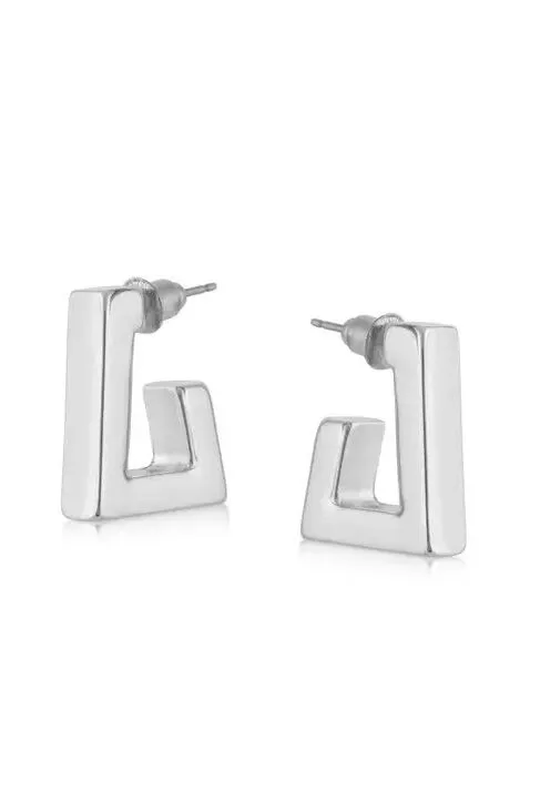 Ariana Metal Square Earrings Silver