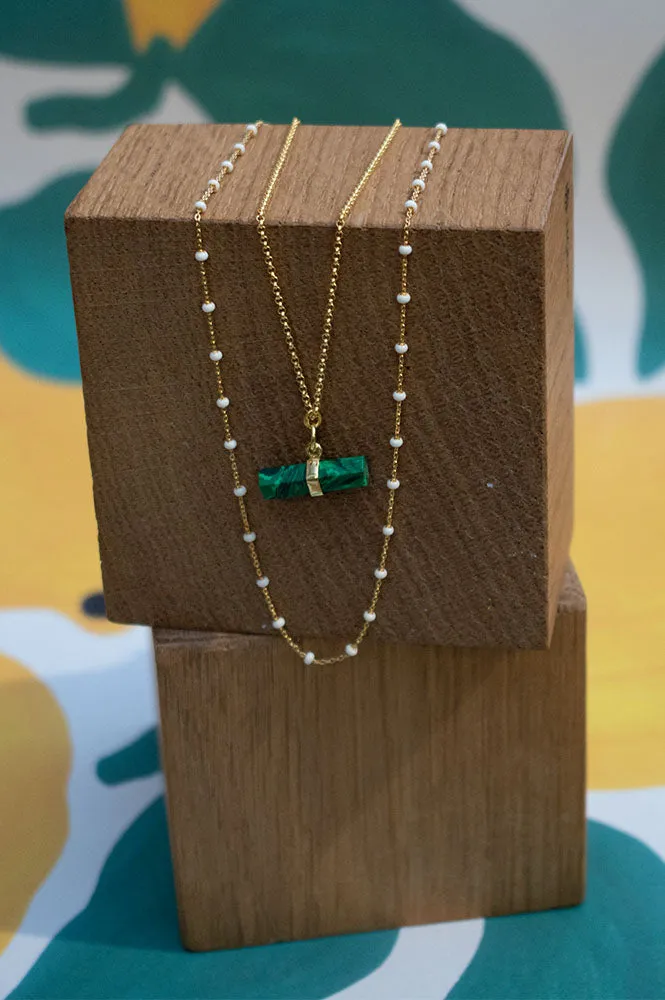 Ash London Ditta Malachite Necklace