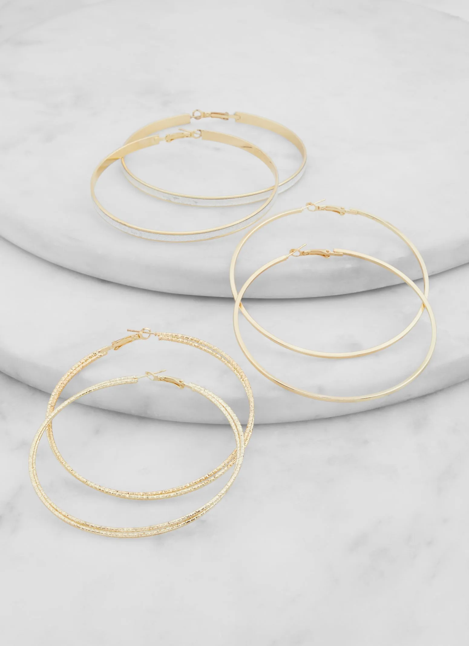 Assorted Glitter Hoop Earring Trio