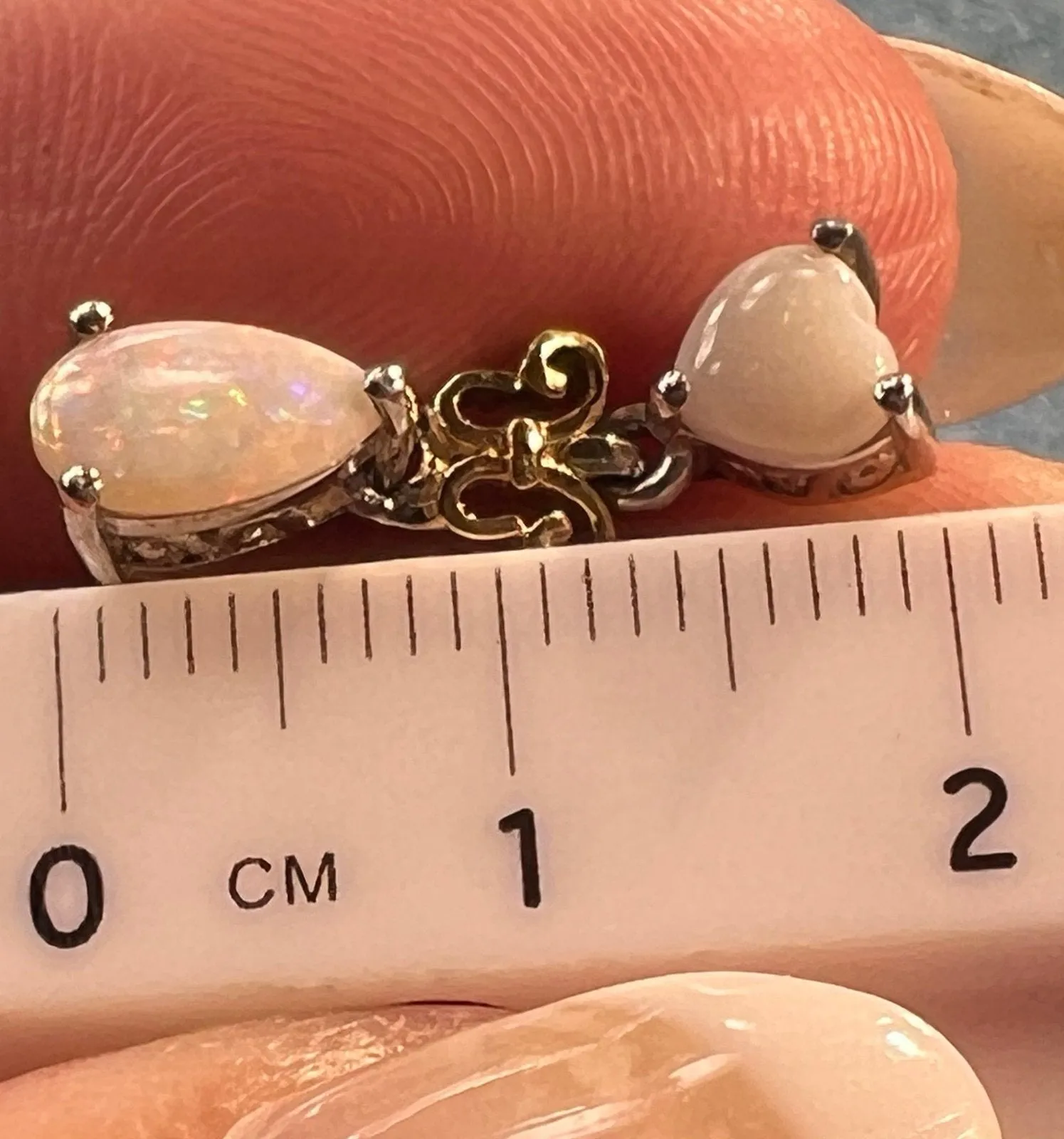 Australian Opal Heart   Teardrop Dangle Earrings in Sterling Silver