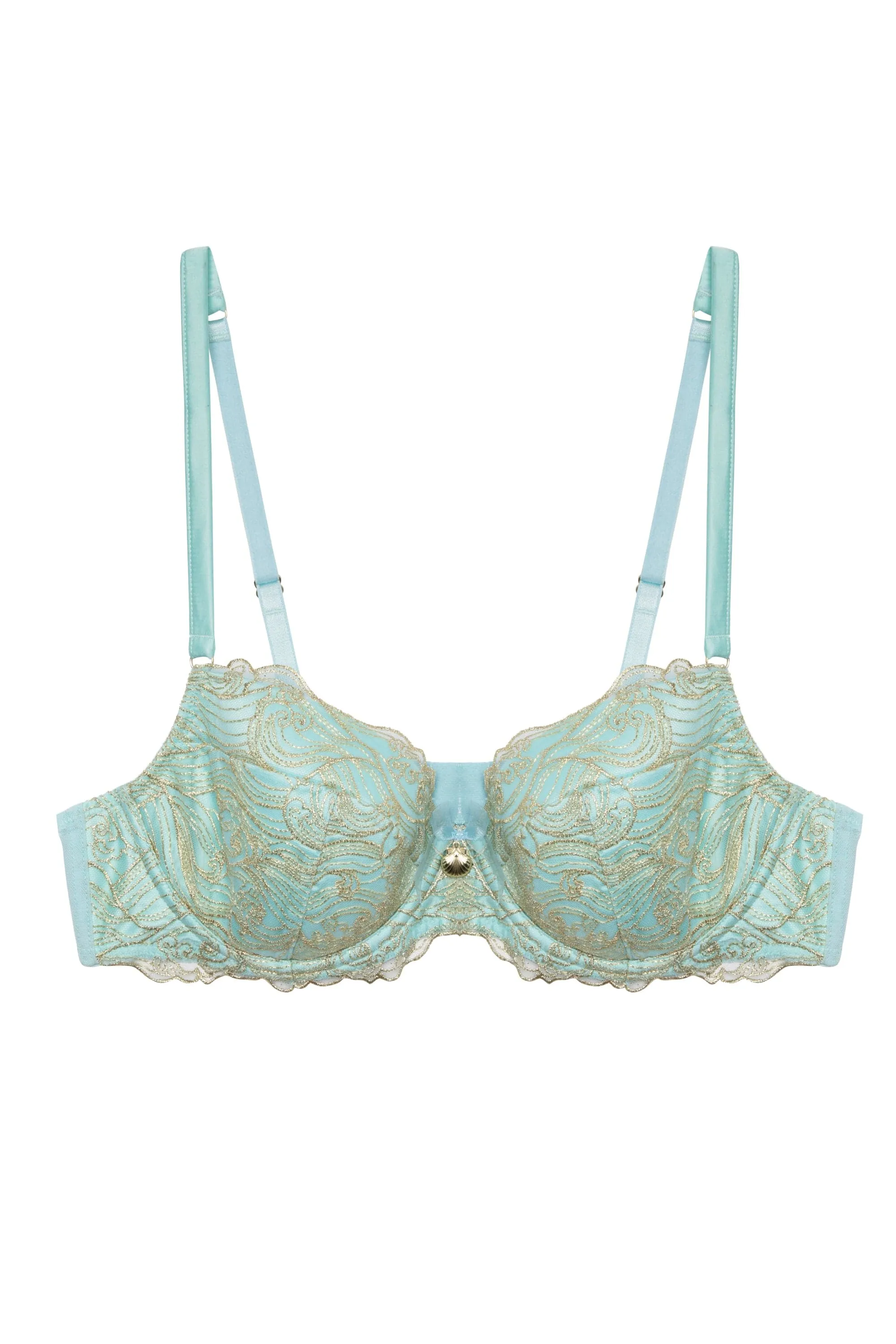 Ayaka Blue Wave Embroidery Balconette Bra