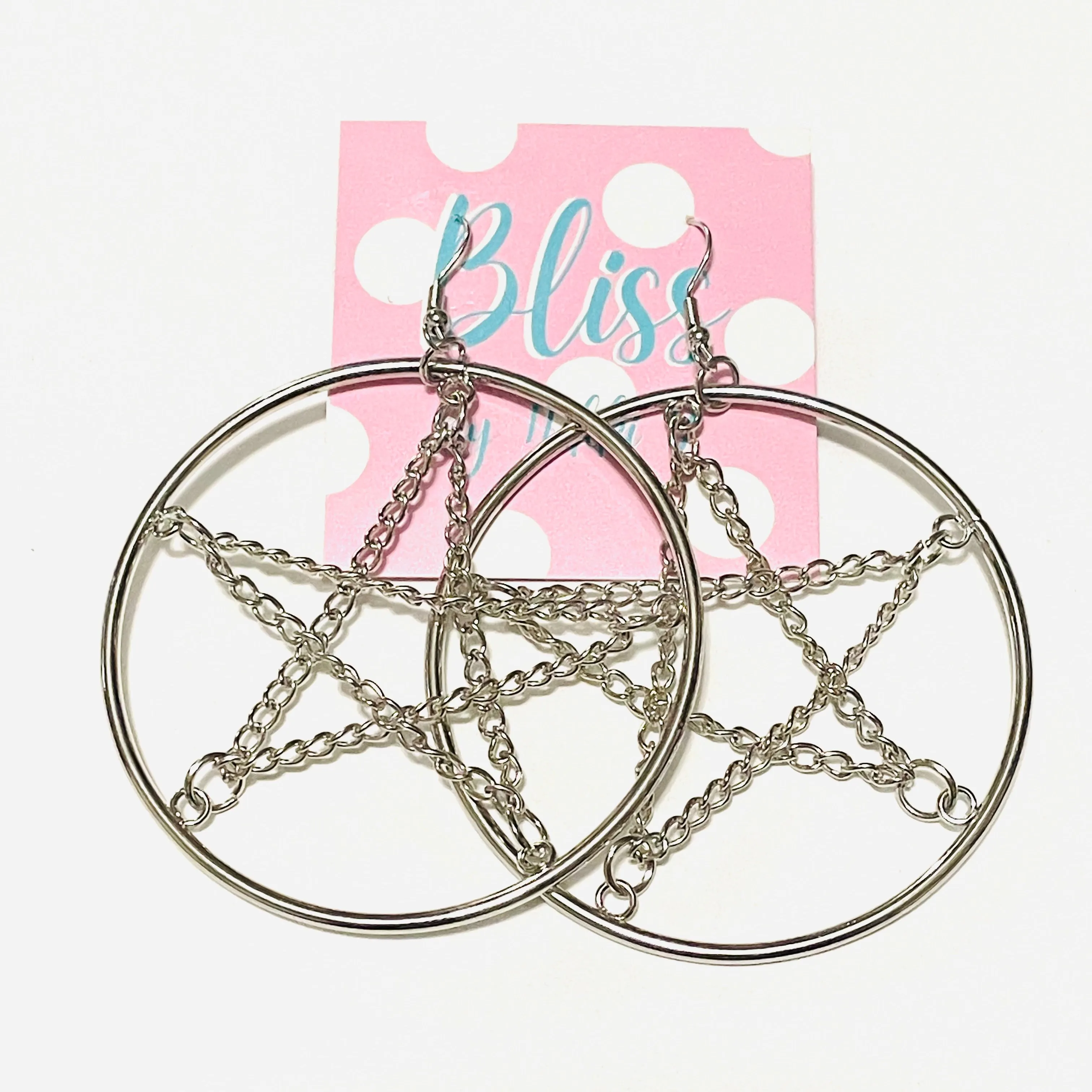 Big Chain Pentagram Statement Earrings