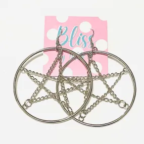 Big Chain Pentagram Statement Earrings