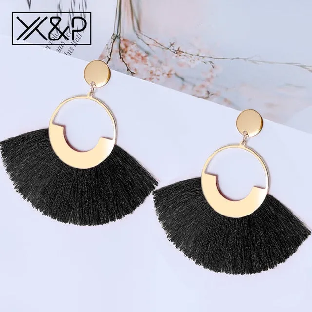 Big Tassel Drop Earrings For Women