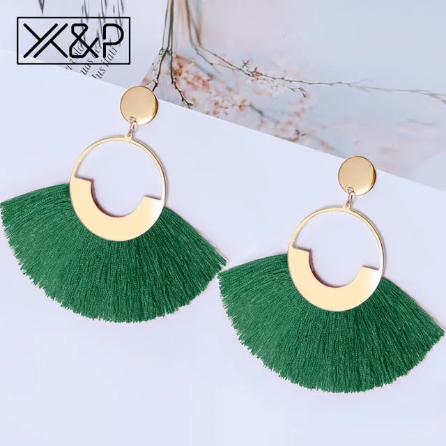 Big Tassel Drop Earrings For Women