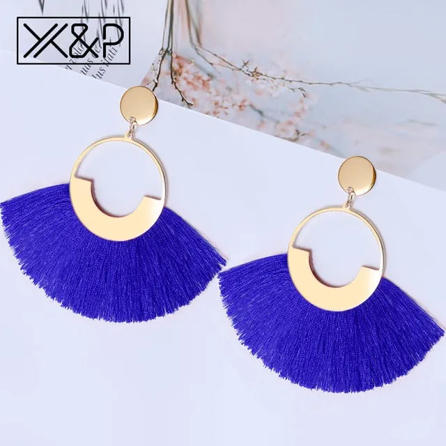 Big Tassel Drop Earrings For Women