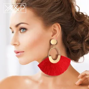 Big Tassel Drop Earrings For Women