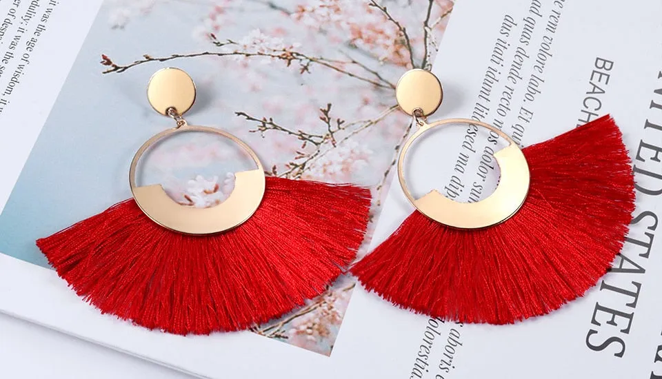 Big Tassel Drop Earrings For Women