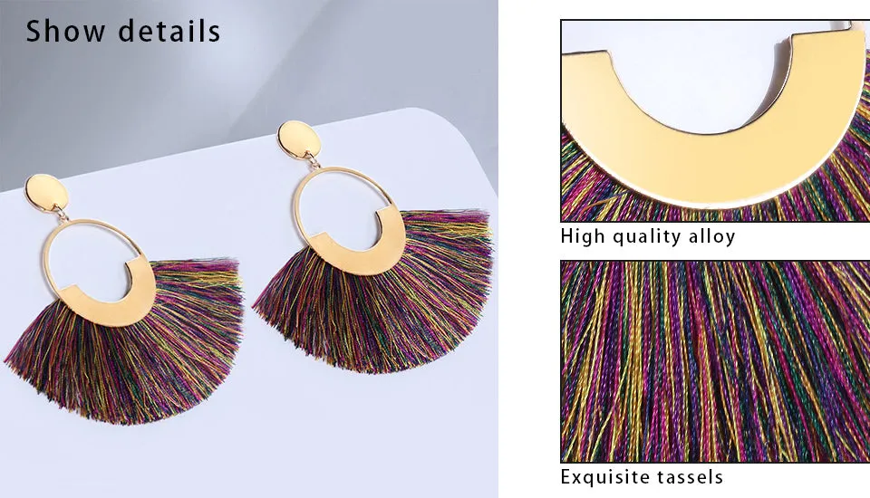 Big Tassel Drop Earrings For Women