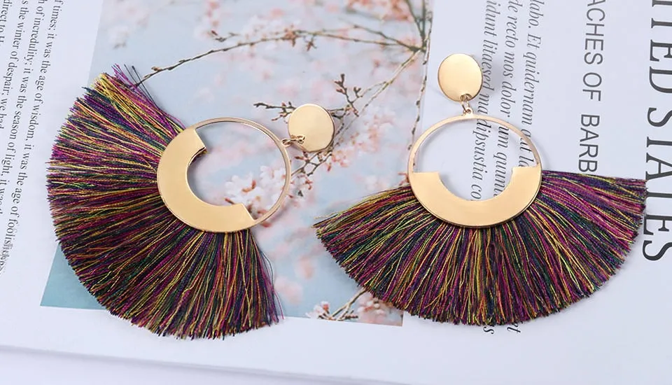 Big Tassel Drop Earrings For Women