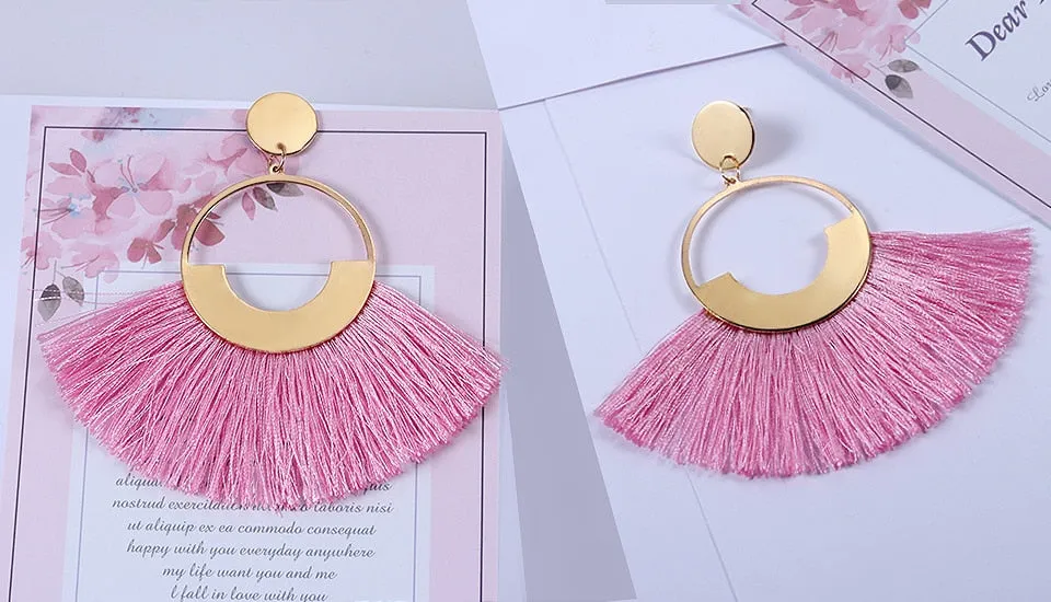 Big Tassel Drop Earrings For Women