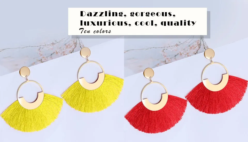 Big Tassel Drop Earrings For Women