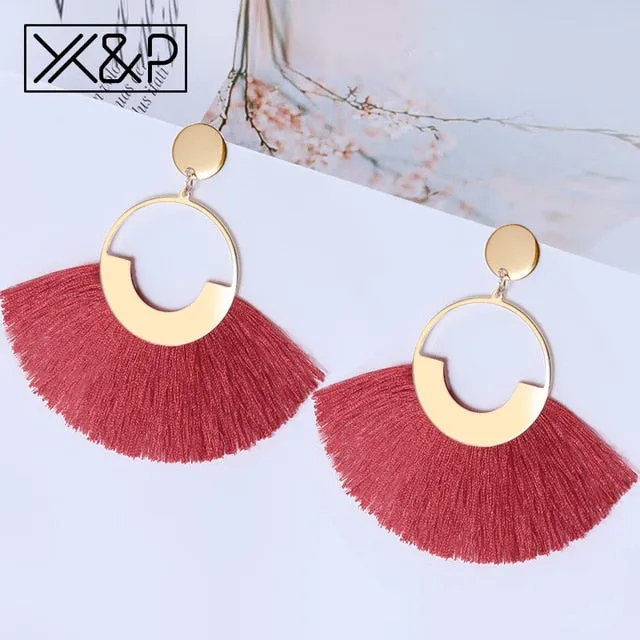 Big Tassel Drop Earrings For Women