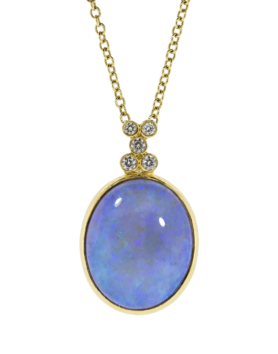 Blue Opal Pendant and Diamond Necklace