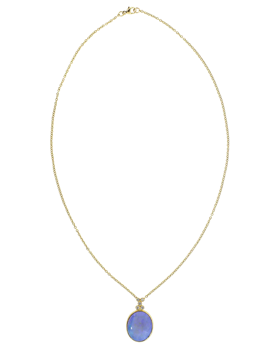 Blue Opal Pendant and Diamond Necklace