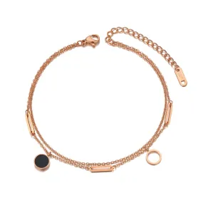 Bohemia Rose Gold Plated Double Layer Geometry Acrylic Circle Anklets For Women